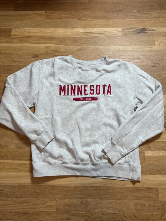 Signature Sportswear Tops - Signature Minnesota Crewneck Sweatshirt in Light Gray with Red Lettering